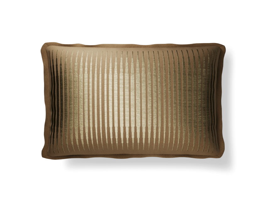 Plume Pillows 14×22″ Rhythm Clay/Gold Throw Pillow - Image 1