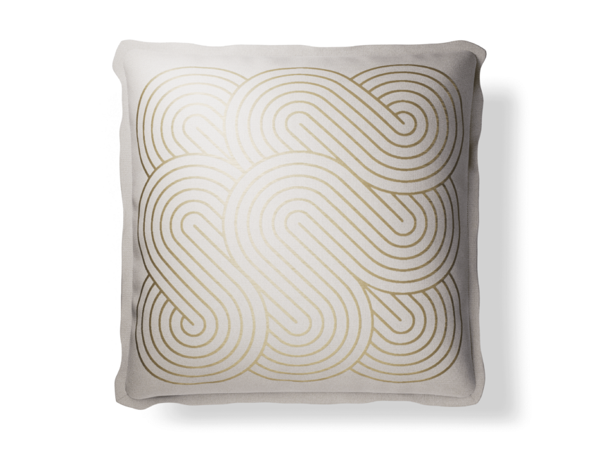 Plume Pillows 20×20″ Spiral Ivory/Gold Throw Pillow - Image 1