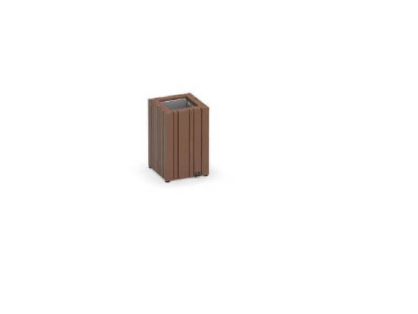 IMO Teak/Alu Planter 9.5″ x 9.5″ x 15″ / 24 x 24 x 38 cm - Image 1
