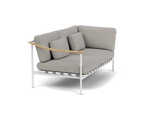 Around Deep Seating Double - Teak Left Arm / Aluminium Right Arm - Image 1