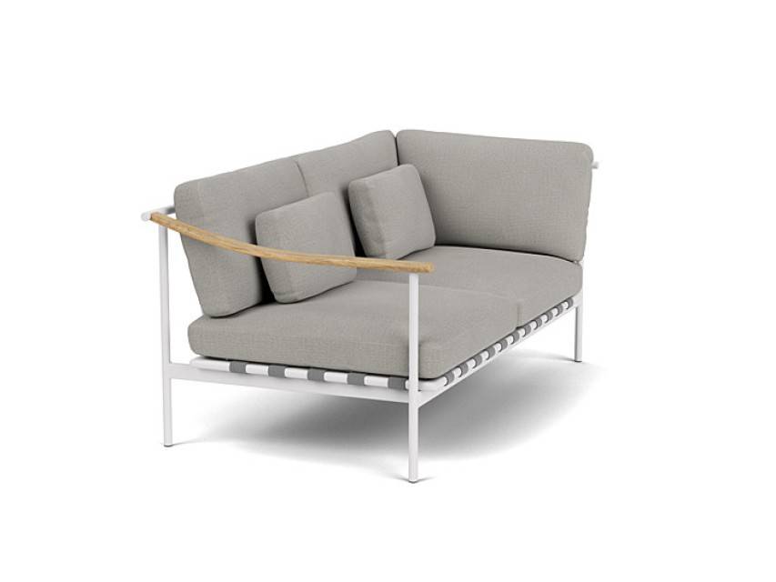 Around Deep Seating Double - Teak Left Arm / Aluminium Right Arm - Image 1
