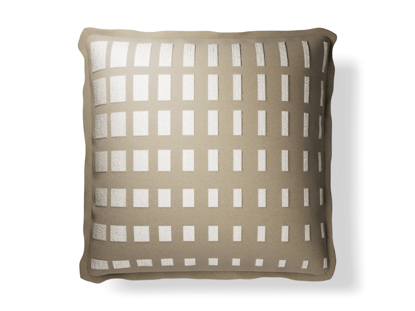 Plume Pillows 20×20″ Shadow Block Desert/Ivory Throw Pillow - Image 1