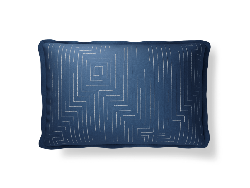 Plume Pillows 14×22″ Maze Indigo/Ivory Throw Pillow - Image 1