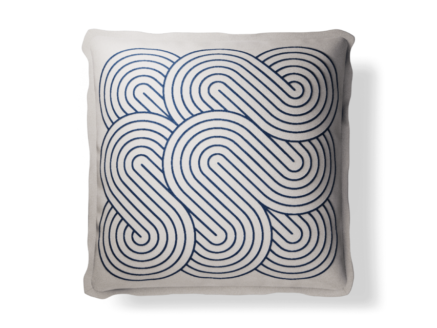 Plume Pillows 20×20″ Spiral Ivory/Indigo Throw Pillow - Image 1