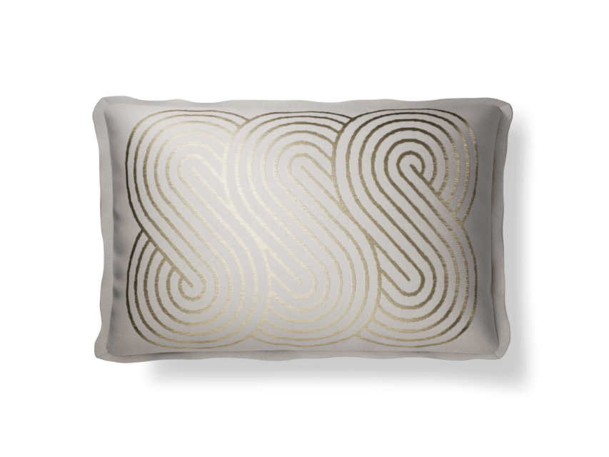 Plume Pillows 14×22″ Spiral Ivory/Gold Throw Pillow - Image 1