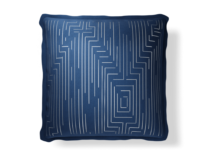 Plume Pillows 20×20″ Maze Indigo/Ivory Throw Pillow - Image 1